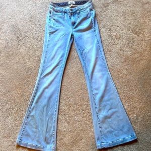 Paige Bell Canyon pocket detail, High Rise Flare denim jeans